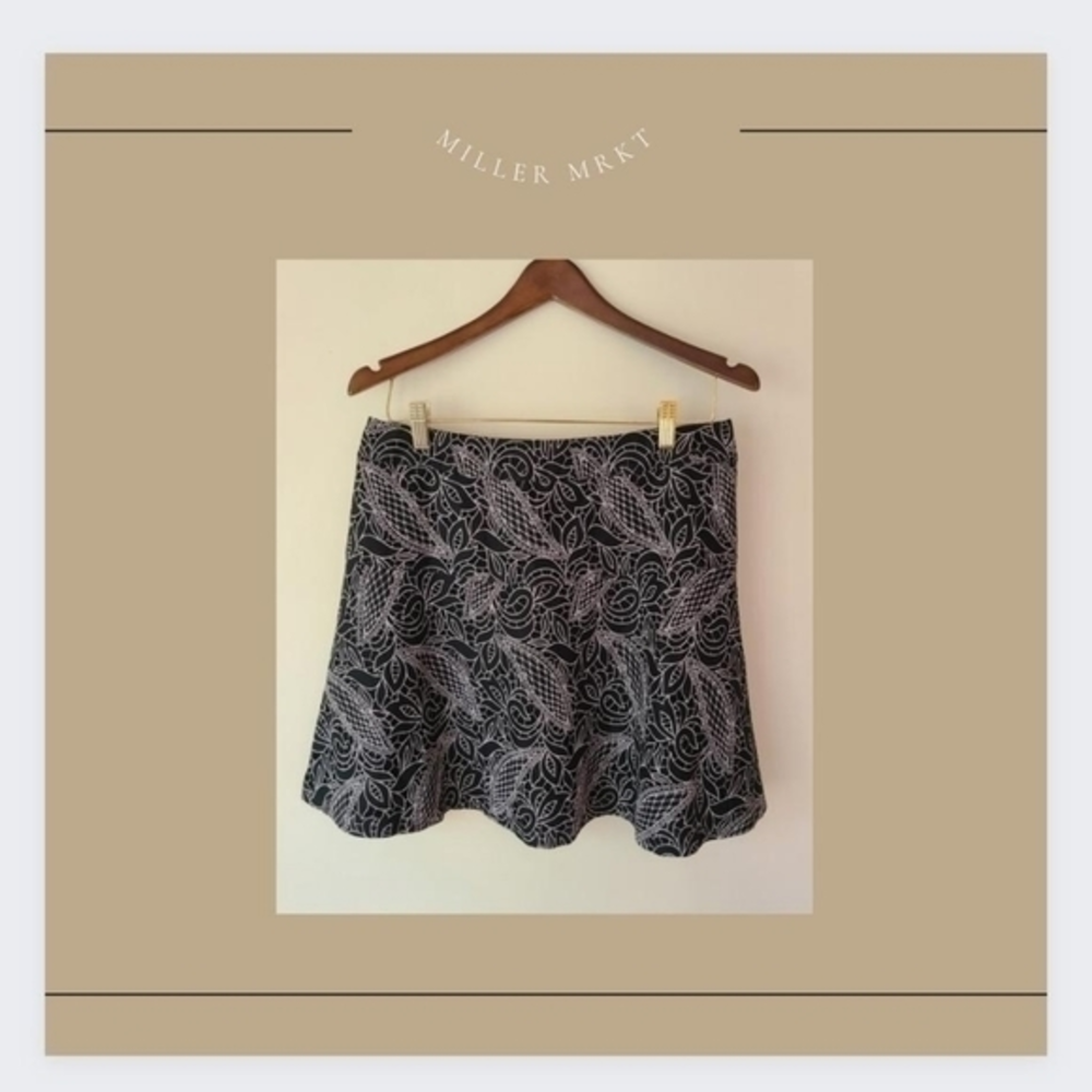 New York and Company Black Lace Skirt‎ With White Overlay Design